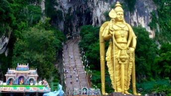 MALAYSIA: Entrance to the Batu Caves. Broke some sweat climbing these, let me tell you.