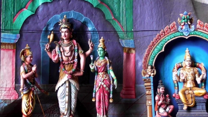 MALAYSIA: Hindu statues inside the Batu Caves. We love the colours!