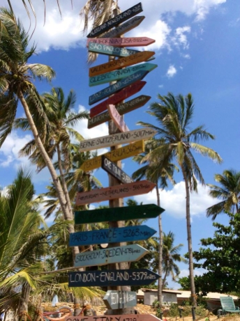 SRI LANKA: Cool sign reminding us how far away we are from home. With beaches like this though, we ain't complaining.