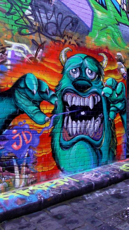 AUSTRALIA: Sully from Monsters Inc. in Hosier Lane, Melbourne. Rawr.