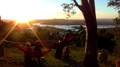 AUSTRALIA: Chilling in hammocks as the sun went down over Noosa. Rad.